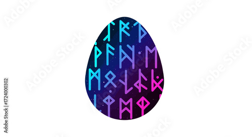 Mystical egg adorned with glowing ancient Norse runes.
