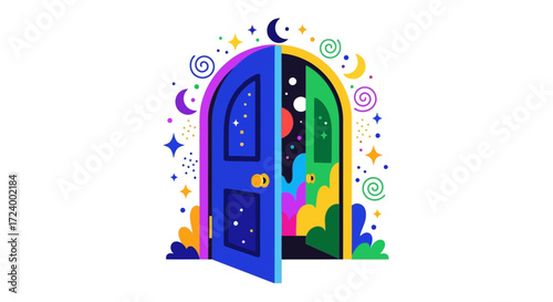 Open Doorway to Colorful Worlds and Dreams.