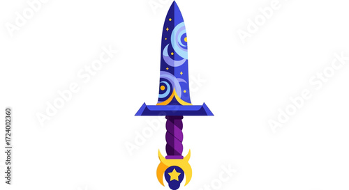 Ornate Fantasy Dagger with a Celestial Blade Pattern.