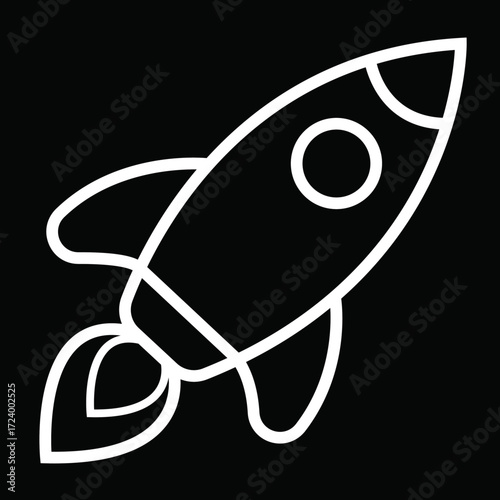 Rocket icon set with white color | Editable modern icon of start-up, traveling, vehicle, transport, business for web, mobile app, development