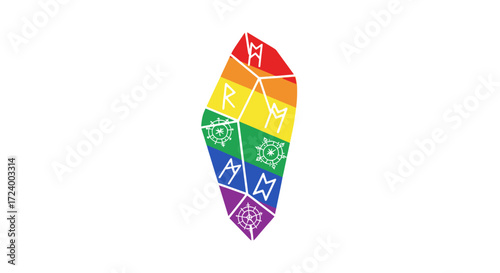 Rainbow Crystal Prism with Symbolic Shapes.