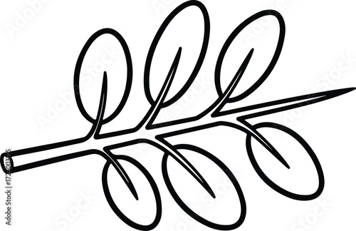 Vector Simple abstract olive branch with leaves silhouette design