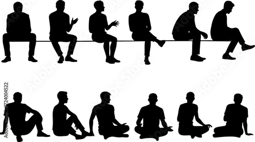 Man Sitting Silhouette Poses Collection Bundle