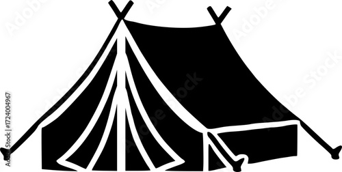 Camping Tent Black Silhouette sign, symbol, vector, art