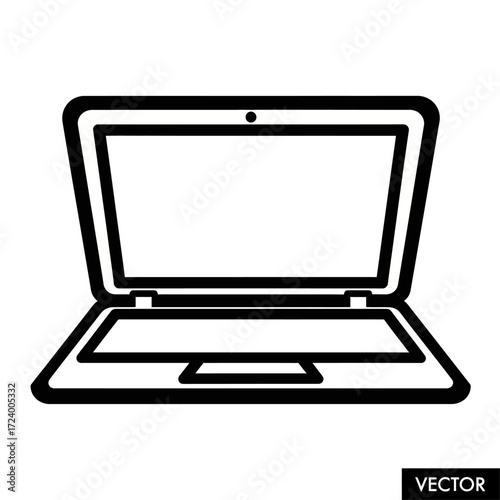 Simple line art drawing of a laptop computer.