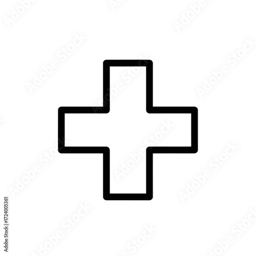A simple black outlined plus symbol icon.