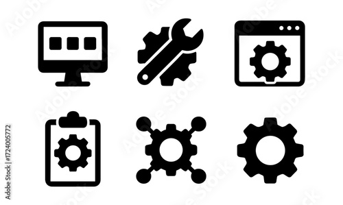 System tools icon set for digital interface design and application development