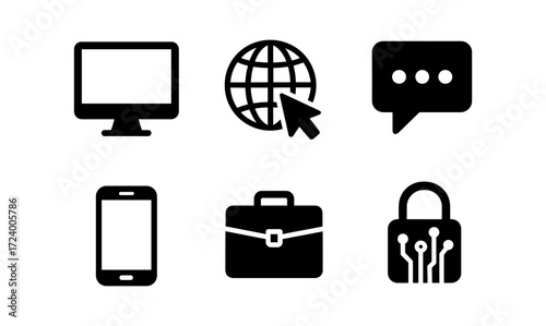 Digital technology and communication icons for modern designs