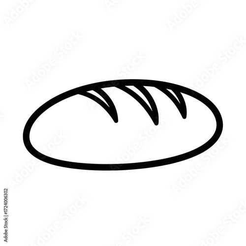Simple line drawing of a loaf of bread.