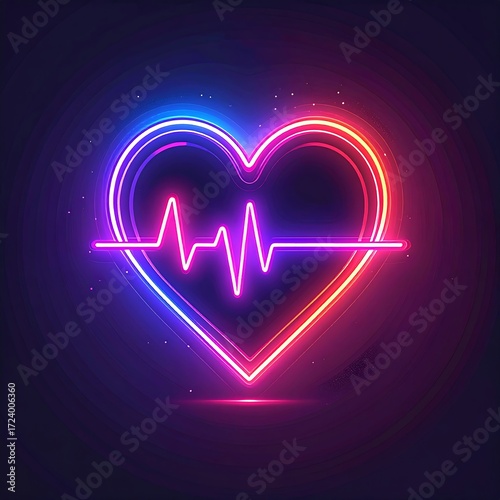 Neon heart with heartbeat graphic (4)