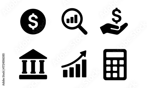 Essential finance icons set for business design and digital applications