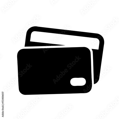 Black silhouette of two credit cards representing financial transactions and payments