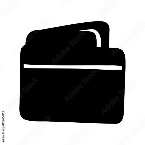 Simple black briefcase icon with handle and minimalist design elements