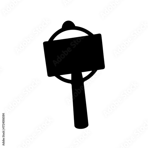 Black and white silhouette illustration of a street sign on a pole