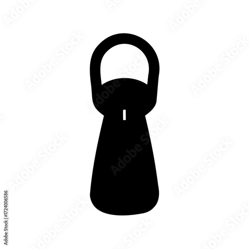 A simple black silhouette of a kettlebell fitness equipment tool, vector art