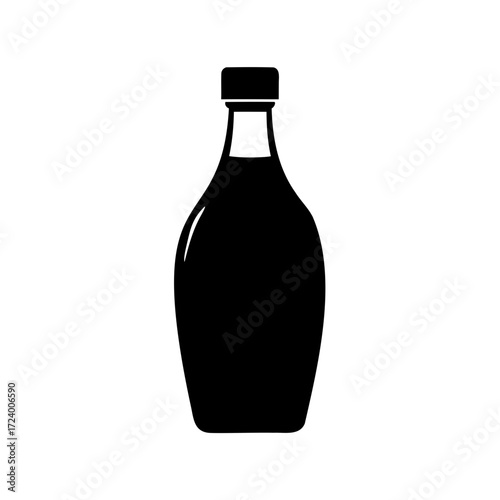 Stylized black silhouette of an old fashioned glass bottle on white