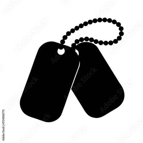 A pair of military dog tags hanging from a beaded ball chain necklace