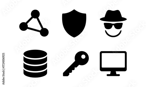 Cybersecurity concept icons for design and digital security projects