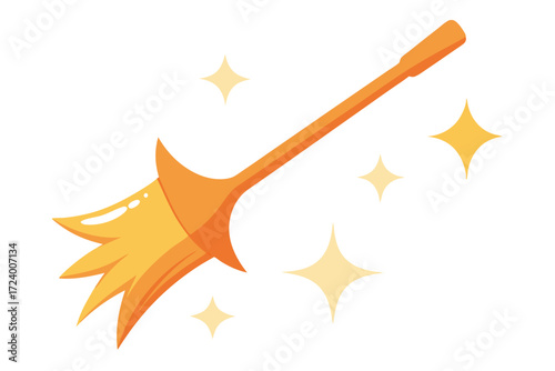 An orange duster is surrounded by small yellow stars, which shine brightly