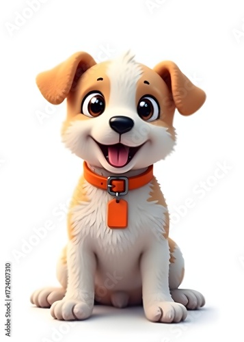 Dog Collar with Tag Isolated on White Background for Pet Accessories Design