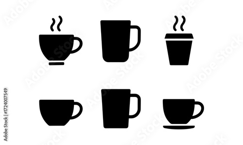 Minimalist coffee cup vector set for beverage branding and design projects