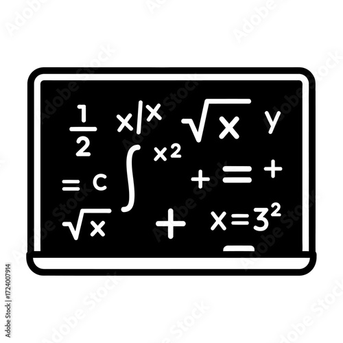 Blackboard with various mathematical formulas and equations.