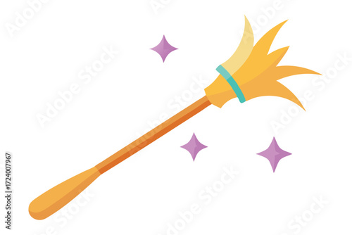 Golden duster with colorful stars creates a magical clean atmosphere and a whimsical feeling