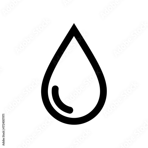 A simple line drawing of a water droplet.