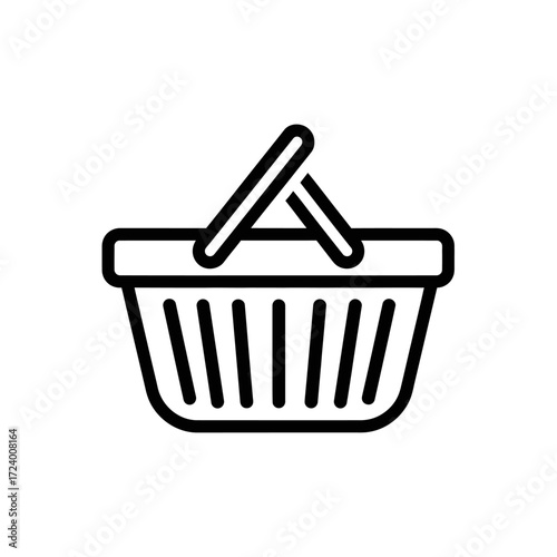 A simple line art drawing of a shopping basket.
