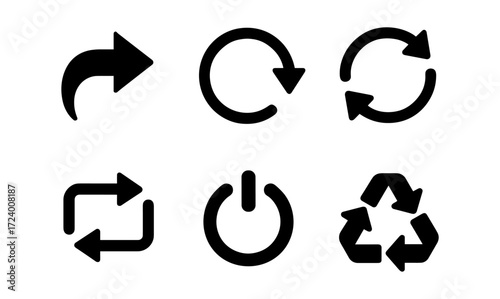 Refresh and reload icons set for interface design and user interaction enhancement
