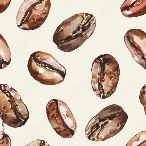 Seamless Coffee Pattern. Modern Coffee Beans and Cup Seamless Design. Minimalist Coffee Pattern for Packaging and Branding