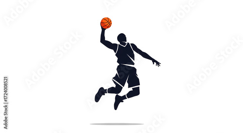 Male Basketball Player in a Dynamic Dunking Pose Illustration