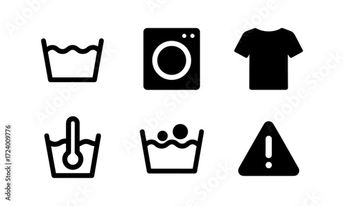 Essential laundry care symbols for garment maintenance and cleaning instructions