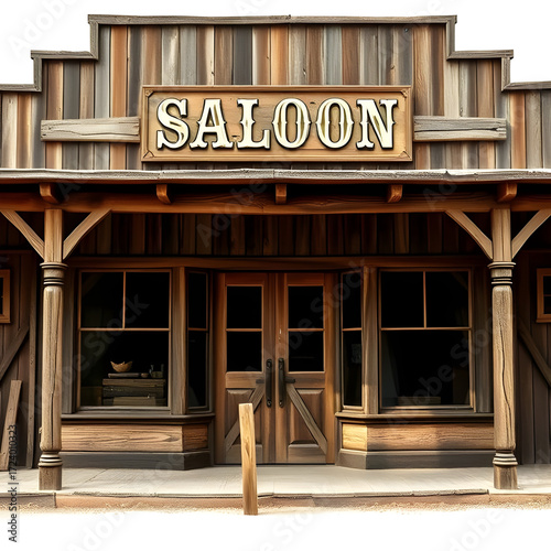 old wooden saloon shop background for western cartoon and video game template