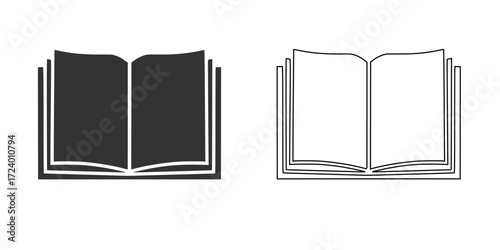 open book isolated on white.open book black white vector outline illustration.open book icon