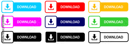 Download button template, banner, website element. Vector illustration.
