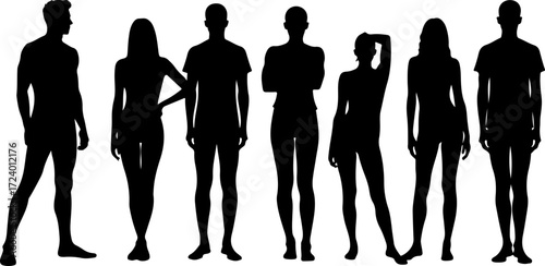 Family with Children Silhouette Collection Vector Bundle