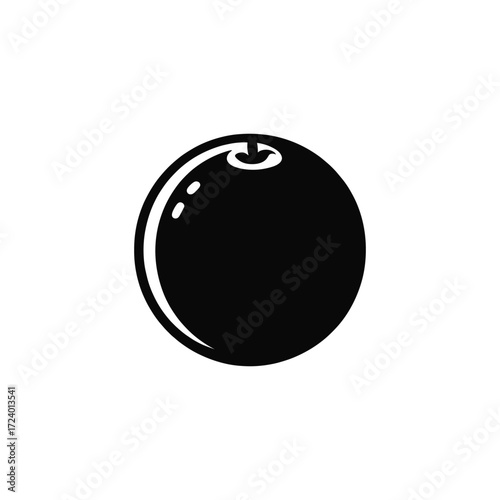 vector illustration of an abstract sphere Black Silhouette of a Round Fruit Icon