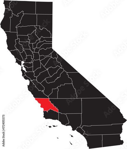 San Luis Obispo County Highlighted on California State Map