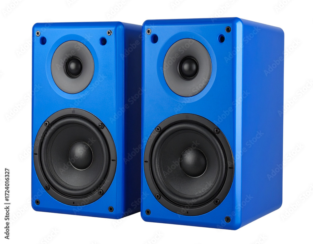 Fototapeta premium Vibrant Blue Speakers in a Row PNG