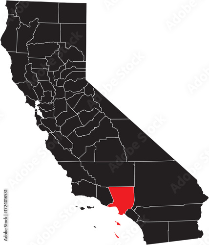 Los Angeles County Highlighted on California State Map