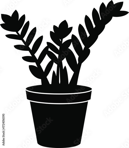 Vector illustration of a potted indoor plant scalable graphic for design projects
