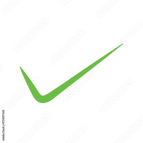 Green Check Mark Symbol Isolated on White Background