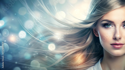 Golden Hair Fantasy Portrait  Dreamlike Beauty in Motion
