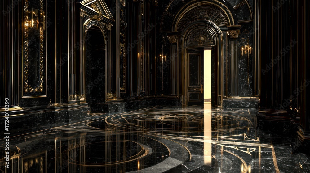 Obraz premium Dark ornate hallway interior