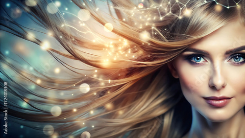 Golden Hair Fantasy Portrait  Dreamlike Beauty in Motion