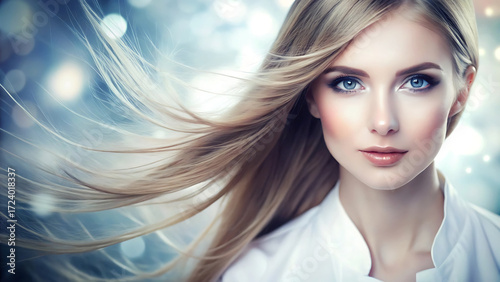 Golden Hair Fantasy Portrait  Dreamlike Beauty in Motion