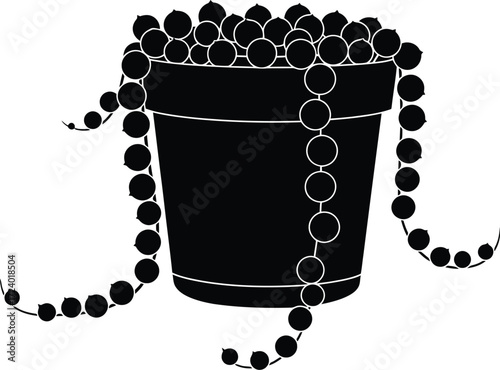 Vector silhouette of a string of pearls plant in a pot for scalable graphic design projects