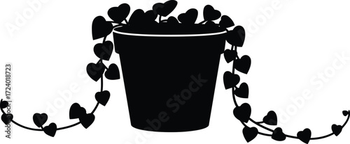 Scalable vector illustration of a silhouette string of pearls indoor plant in a pot