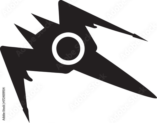 Starfighter silhouette vector, futuristic spacecraft illustration, editable EPS file for design.